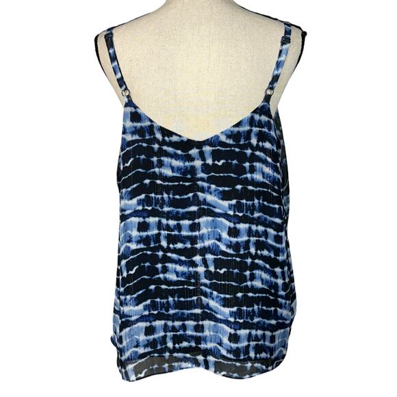 Torrid SZ 00 (Medium) Top Abstract Lined Spaghetti Straps V-Neck Flowy Blue - Picture 5 of 10